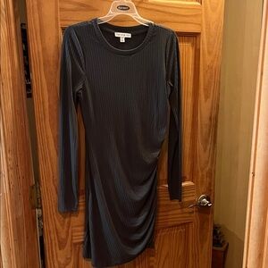 H&M Black Long Sleeve Ribbed Dress